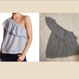 Striped one shoulder top